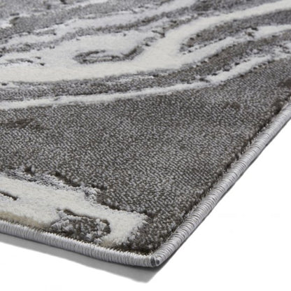 Apollo GR584 Modern Marble Metallic Rug - Grey