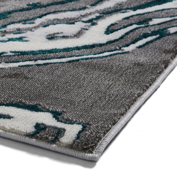 Apollo GR584 Modern Marble Metallic Rug - Grey/Green