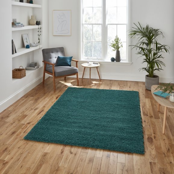 Sierra 9000 Plain Shaggy Rug- Jewel Green