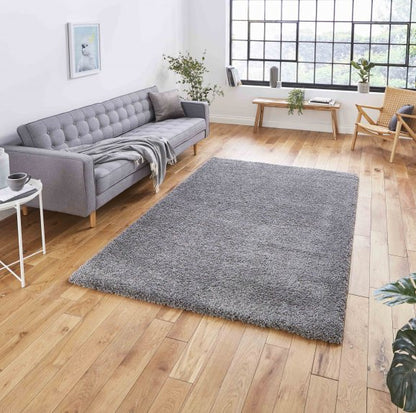 Sierra 9000 Plain Shaggy Rug- Pebble Grey