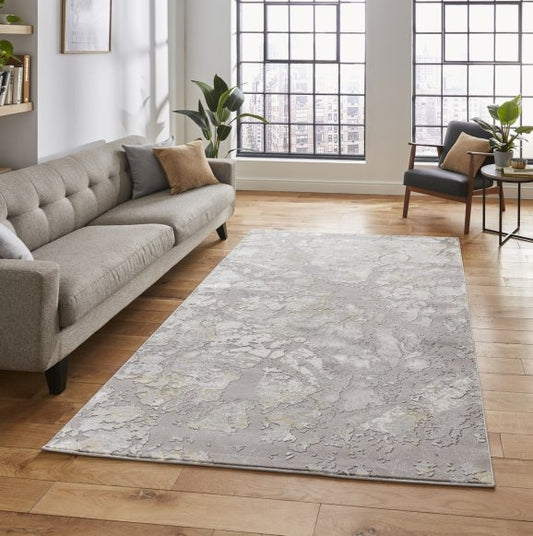 Apollo 2677 Modern Metallic Rug Grey/Gold