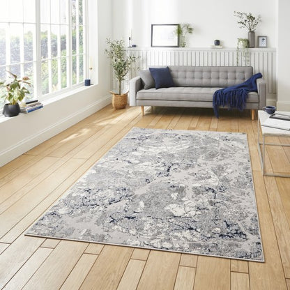 Apollo 2677 Modern Metallic Rug - Grey/Navy