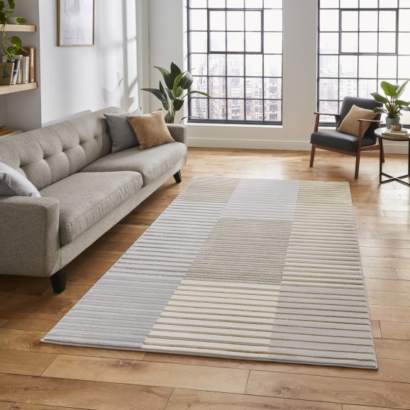 Apollo 2681 Modern Metallic Rug - Grey/Gold