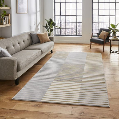 Apollo 2681 Modern Metallic Rug - Grey/Gold