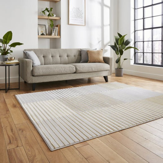 Apollo 2681 Modern Metallic Rug - Grey/Gold