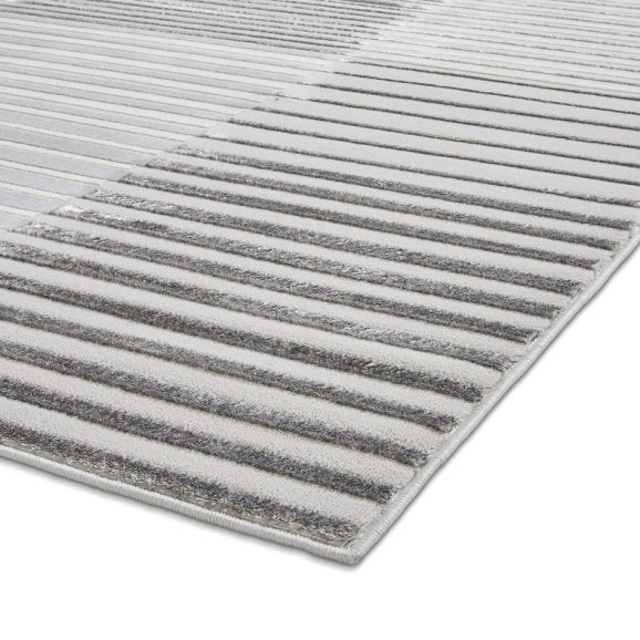 Apollo 2681 Modern Abstract Metallic Rug - Grey/Ivory