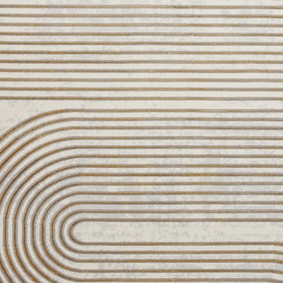 Apollo 2683 Modern Swirl Metallic Rug - Grey/Gold