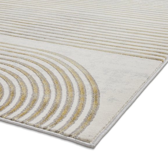 Apollo 2683 Modern Swirl Metallic Rug - Grey/Gold