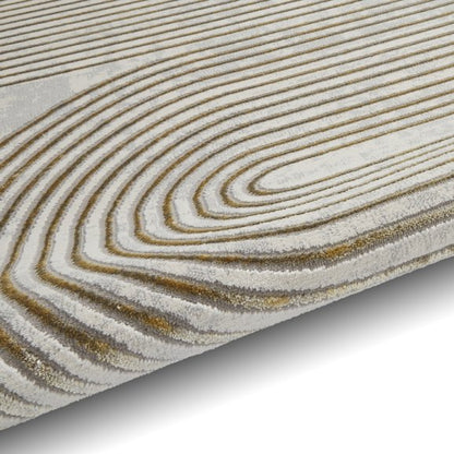 Apollo 2683 Modern Swirl Metallic Rug - Grey/Gold