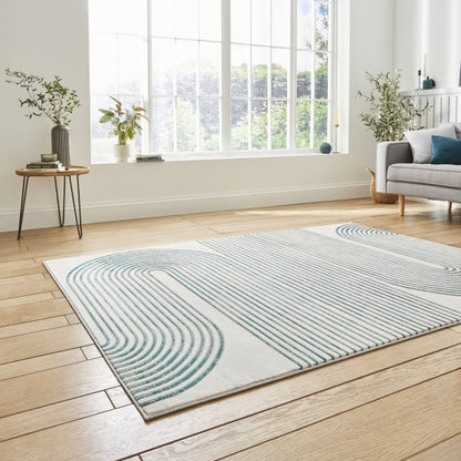 Apollo 2683 Modern Swirl Metallic Rug - Grey/Green