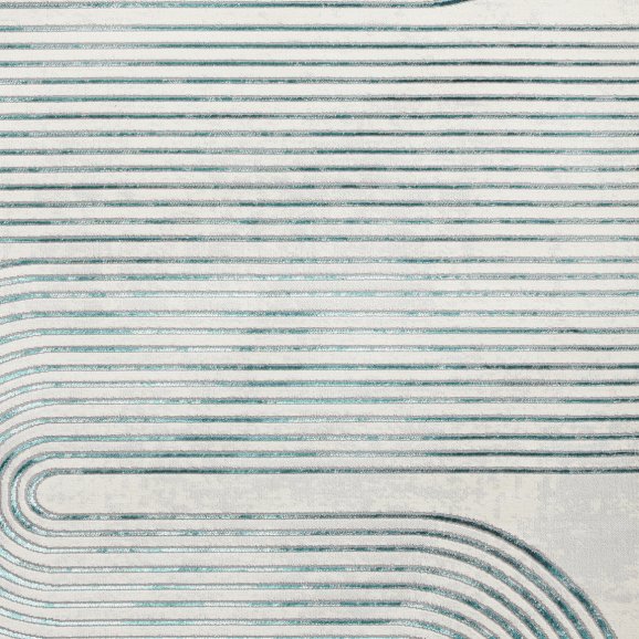 Apollo 2683 Modern Swirl Metallic Rug - Grey/Green