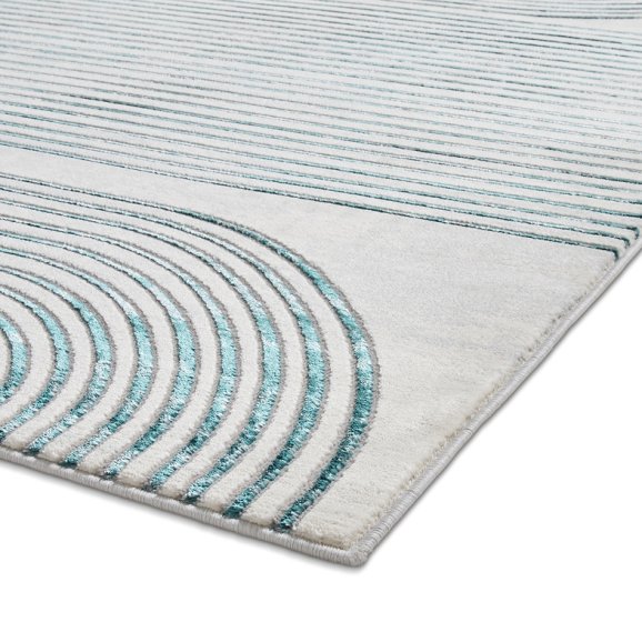 Apollo 2683 Modern Swirl Metallic Rug - Grey/Green