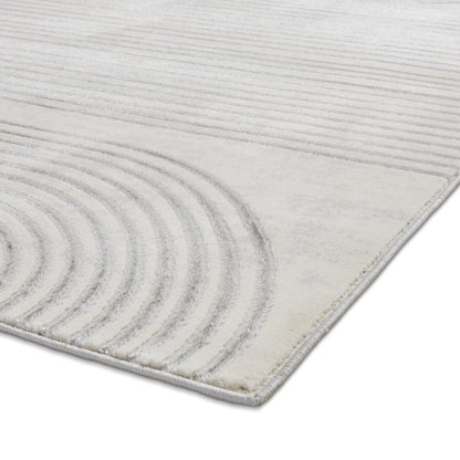 Apollo 2683 Modern Swirl Metallic Rug - Grey/Ivory