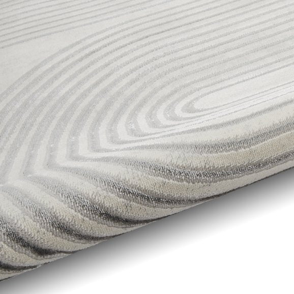 Apollo 2683 Modern Swirl Metallic Rug - Grey/Ivory