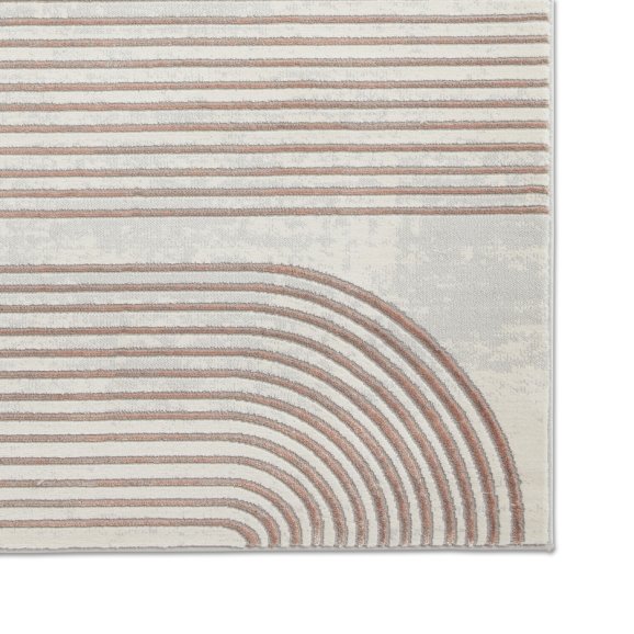 Apollo 2683 Modern Swirl Metallic Rug - Grey/Rose