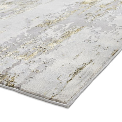 Apollo GR579 Modern Distressed Metallic Rug Grey/Gold