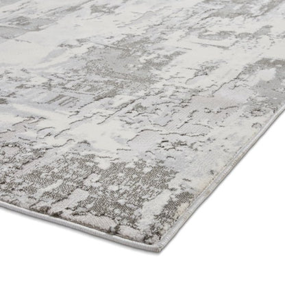 Apollo GR579 Modern Distressed Metallic Rug Grey/Ivory