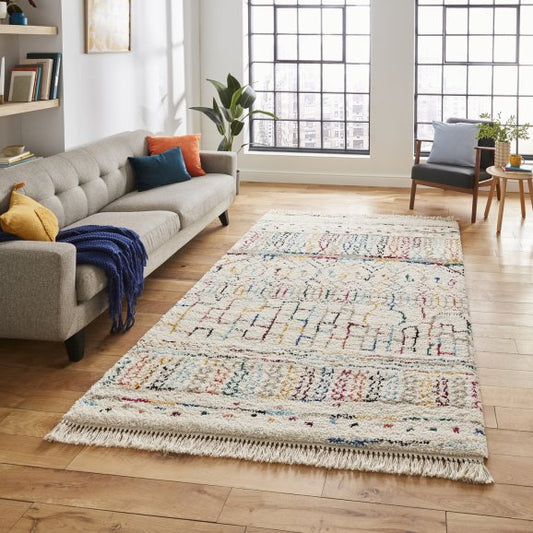 Boho 5641 Modern Shaggy Moroccan Rug Multi