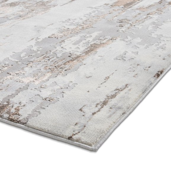 Apollo GR579 Modern Distressed Metallic Rug Grey/Rose