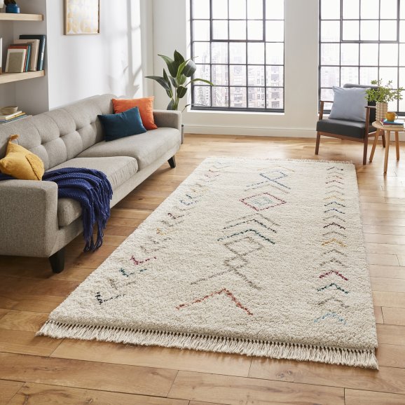 Boho A812 Modern Shaggy Moroccan Abstract Rug - Multi