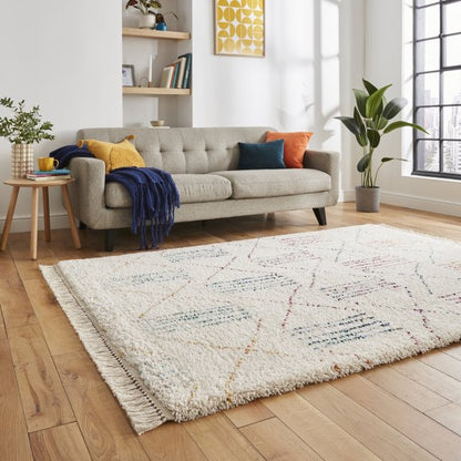 Boho A814 Modern Shaggy Moroccan Tribal Rug - Multi