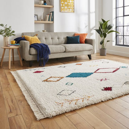 Boho A859 Modern Shaggy Moroccan Traditional Rug - Multi