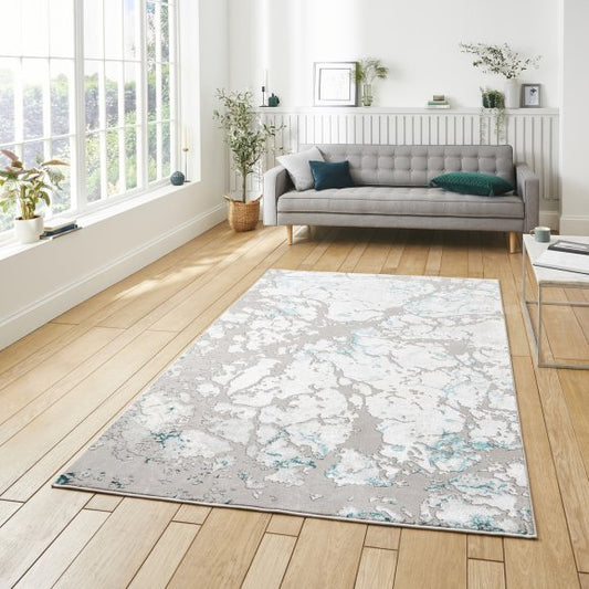 Apollo 2677 Modern Metallic Rug - Grey/Green