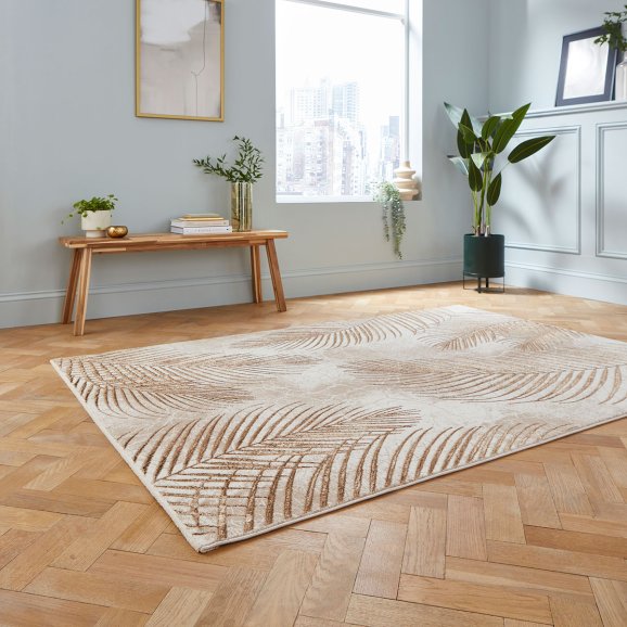 Creation 50051 Modern Multi Textured Super Soft Ventation Rug - Beige/Bronze