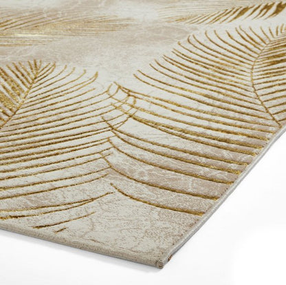 Creation 50051 Modern Multi Textured Super Soft Ventation Rug - Beige/Gold