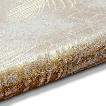 Creation 50051 Modern Multi Textured Super Soft Ventation Rug - Beige/Gold