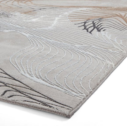 Creation 50054 Modern Multi Textured Super Soft Marble Rug - Grey/Ivory