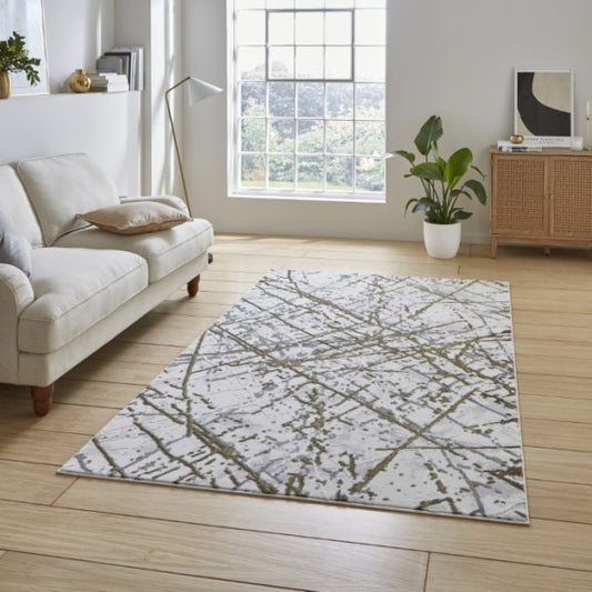 Artemis B8403A Modern Abstract Marble Metallic Rug - Gold/Silver