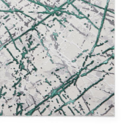 Artemis B8403A Modern Abstract Marble Metallic Rug - Green/Silver