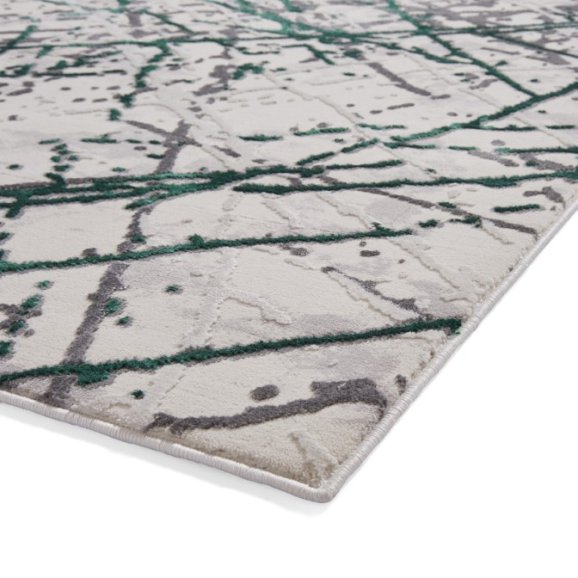 Artemis B8403A Modern Abstract Marble Metallic Rug - Green/Silver