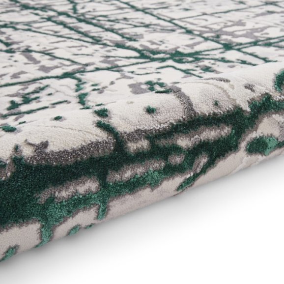 Artemis B8403A Modern Abstract Marble Metallic Rug - Green/Silver