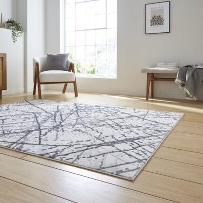 Artemis B8403A Modern Abstract Marble Metallic Rug - Silver