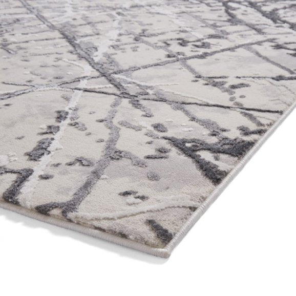 Artemis B8403A Modern Abstract Marble Metallic Rug - Silver