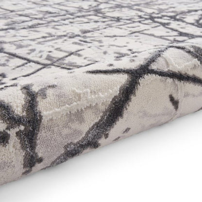 Artemis B8403A Modern Abstract Marble Metallic Rug - Silver