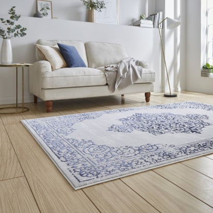 Artemis B9076A Traditional Metallic Rug - Blue/Silver