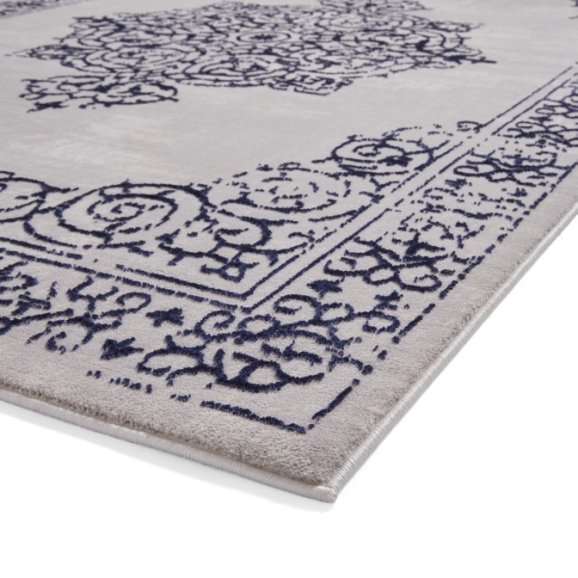 Artemis B9076A Traditional Metallic Rug - Blue/Silver