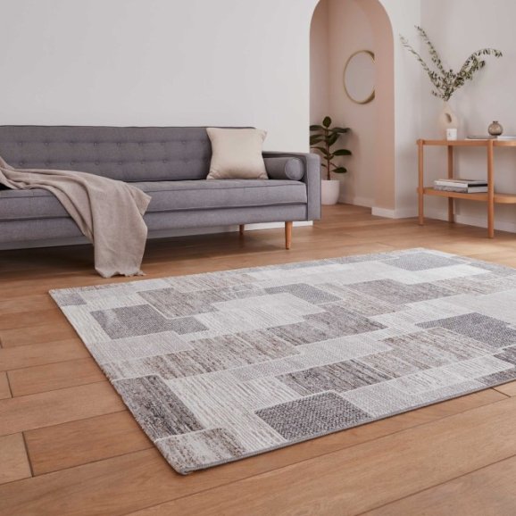 Creation 50178 Modern Multi Textured Super Soft Rug - Brown/Beige