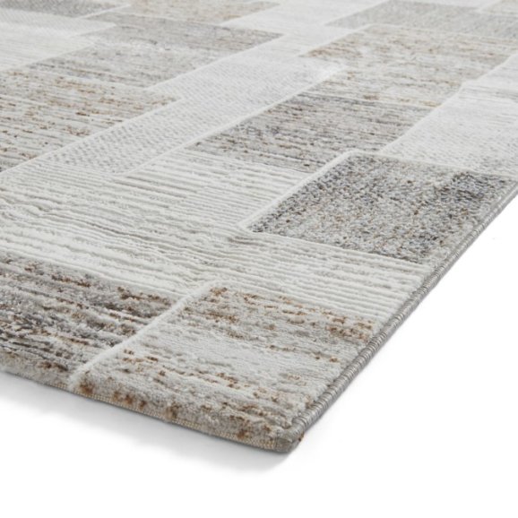 Creation 50178 Modern Multi Textured Super Soft Rug - Brown/Beige