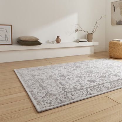 Creation 50112 Modern Multi Textured Super Soft Traditional Rug - Grey/Silver