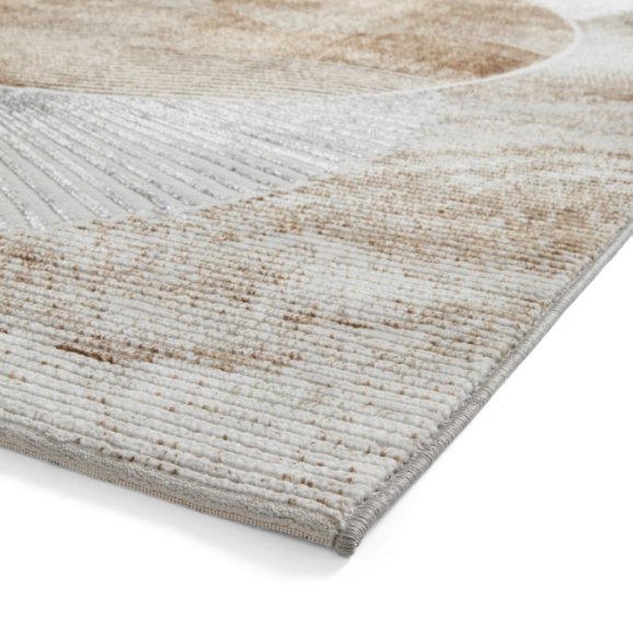 Creation 50097 Modern Multi Textured Super Soft Venn Rug - Gold/Beige