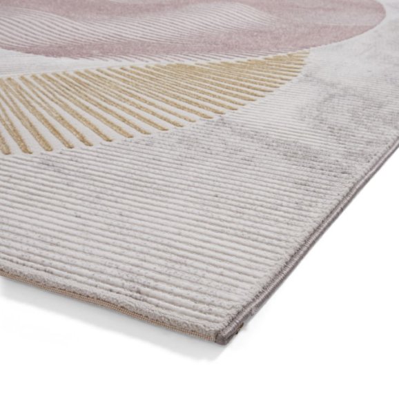 Creation 50097 Modern Multi Textured Super Soft Venn Rug - Pink/Blue