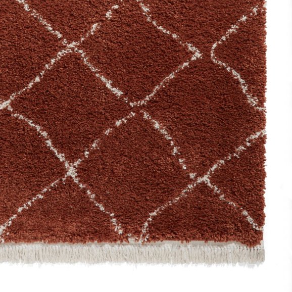 Boho 5413 Modern Shaggy Moroccan Rug Rust