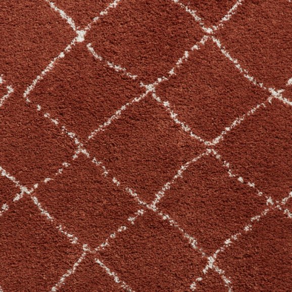 Boho 5413 Modern Shaggy Moroccan Rug Rust