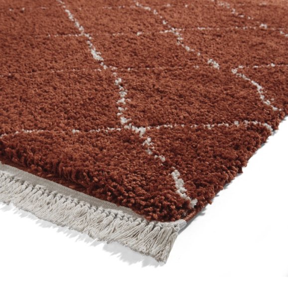 Boho 5413 Modern Shaggy Moroccan Rug Rust