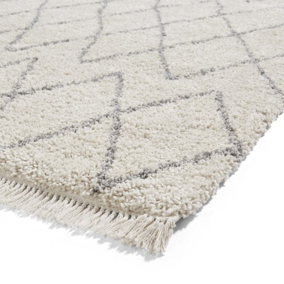 Boho 8280 Modern Shaggy Moroccan Rug Cream/Grey