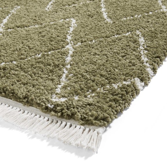 Boho 8280 Modern Shaggy Moroccan Rug Green